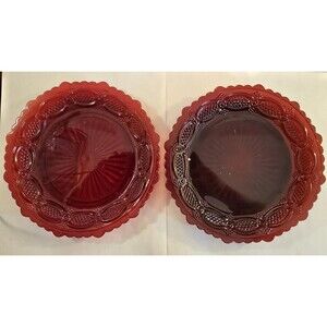 2 Avon 1876 Cape Cod Ruby Red Collection Salad Plates 7.5" Diameter